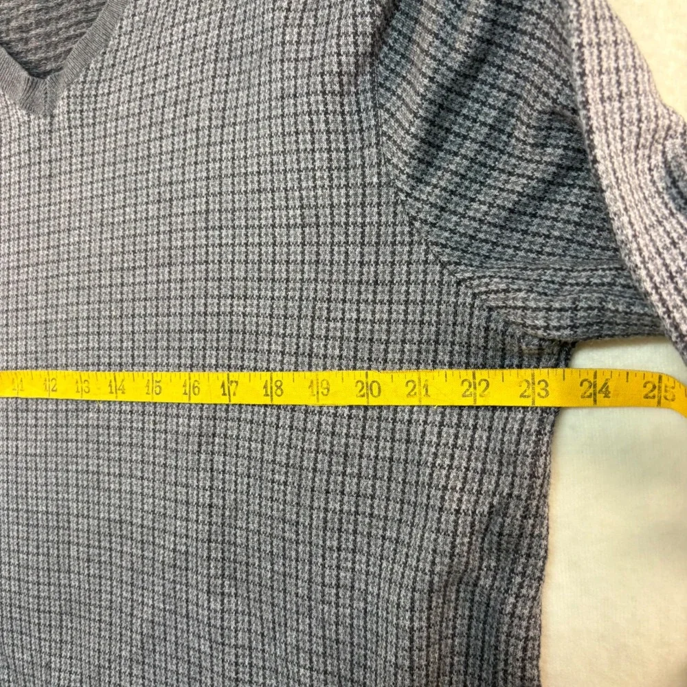 Polo Golf Ralph Lauren Mens Large Grey Check V-Neck 100% Cotton Knit Sweater - Picture 3 of 6